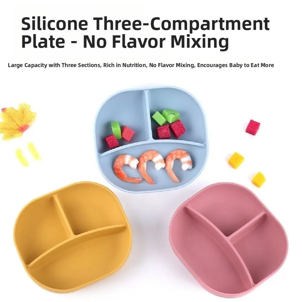 

Cartoon Bear Baby Weaning Dishes Anti-Slip BPA-Free Toddler Feeding Tableware with Lid Easy Clean Baby Silicone Sucker Plate