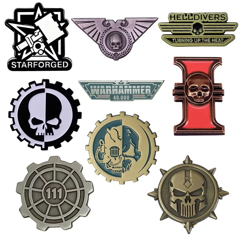 Adeptus Mechanicus شارة Warhammer 40,000 منظمة دينية شعار بروش ريترو دبوس معدني RPG لعبة ألعاب جمع #1