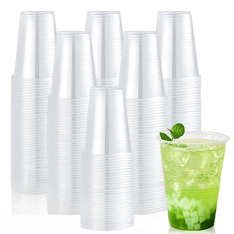 25-150PCS Disposable Transparent Plastic Cups Kitchen Utensils for Party Birthdays Coffee Cold Drinks Fruit Containers
