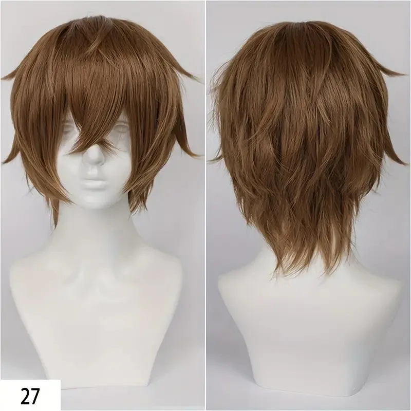 

Anime Cosplay Universal Colorful Short Hair Ball Man Accessories Simulation Headgear Stage Perform Headwear Harajuku Wig