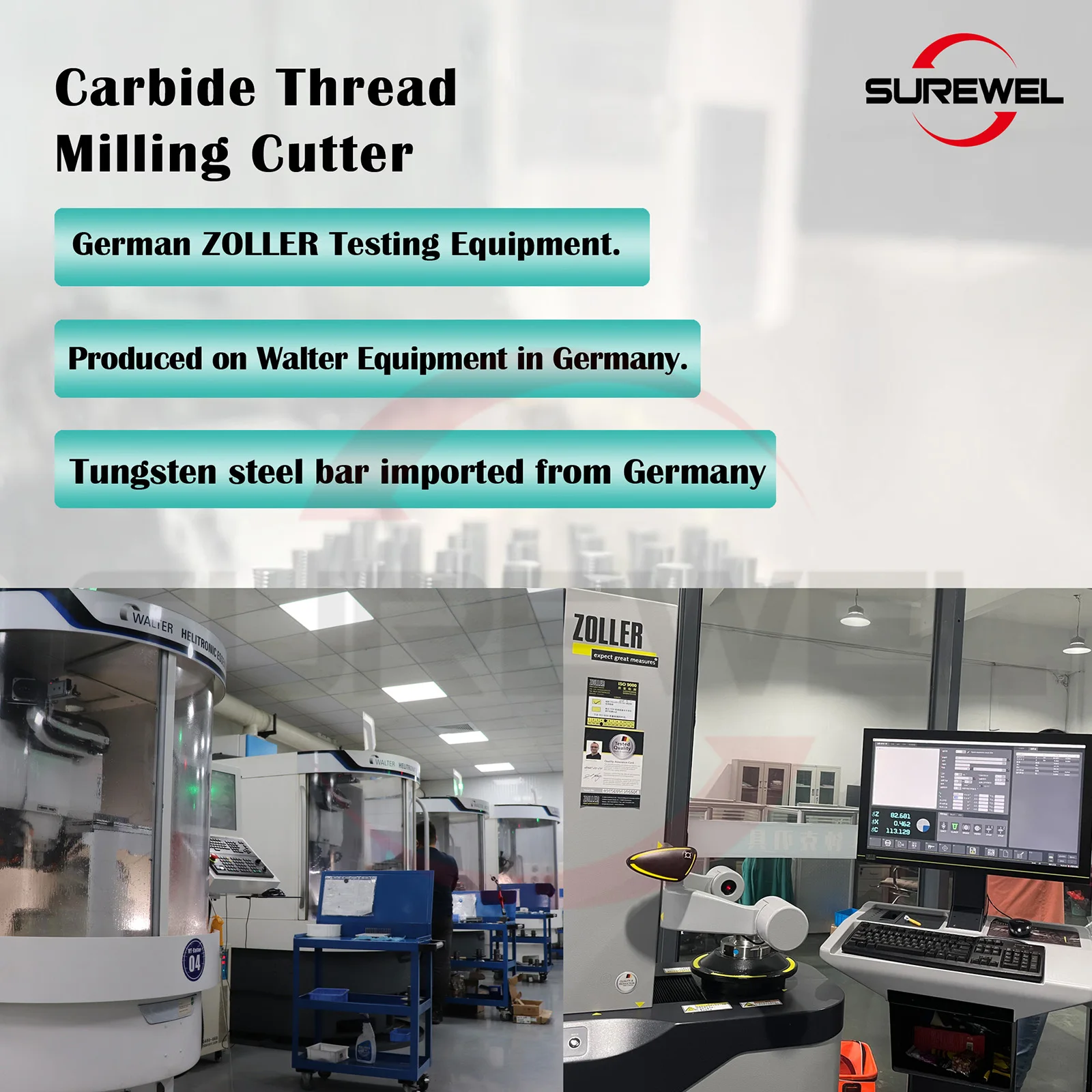 SUREWEL OSG coating Solid Carbide HRC70 tungsten Universal Tridentate thread milling end mills M3 M4 M5 M6 M8 M10 CNC Machine