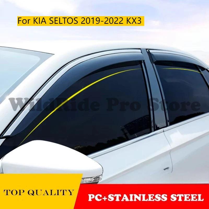

Car Accessories Wind Window Deflectors for KIA SELTOS 2019-2022 KX3 Sun Vent Visor Injection Weather Rain Guard PC with Steel