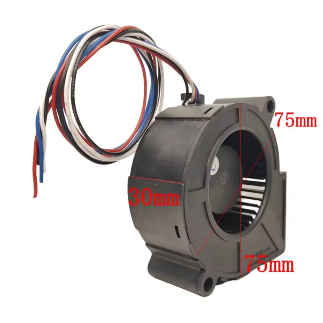 ADDA 7530 Turbo Blower Fan AB07512UB300BM2, 12V 0.60A PWM High Airflow Cooling Fan, 75x75x30mm Brushless Blower for PC, Server