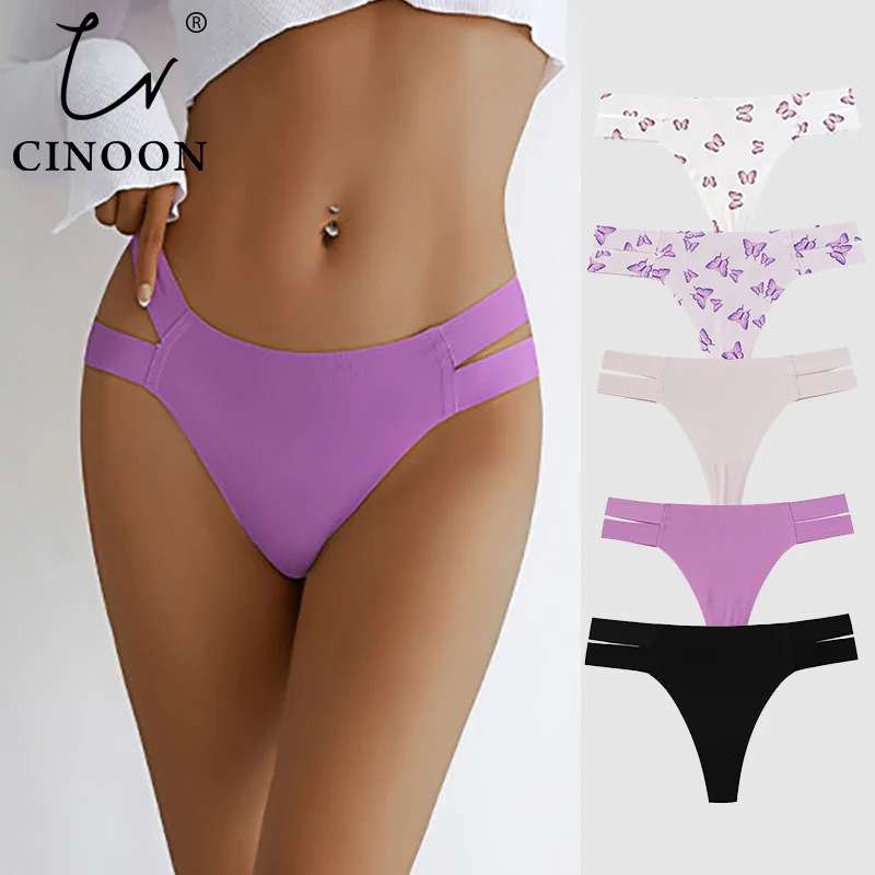 

﻿ Женские трусики CINOON с двойным ремешком, сексуальные, невидимые, бесшовные, высокоэластичные, мягкие, удобные, стринги с принтом