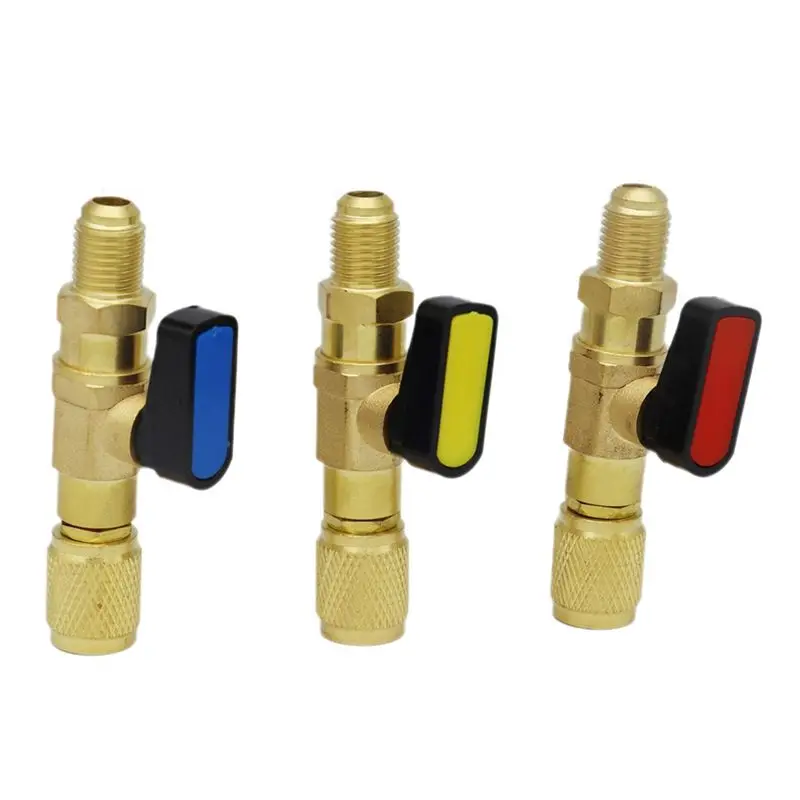 ABUL-R22 Refrigerant Ball Valve Brass Air Conditioning Refrigerant Shut-Off Valve Connecting To Hose Refrigeration Tool