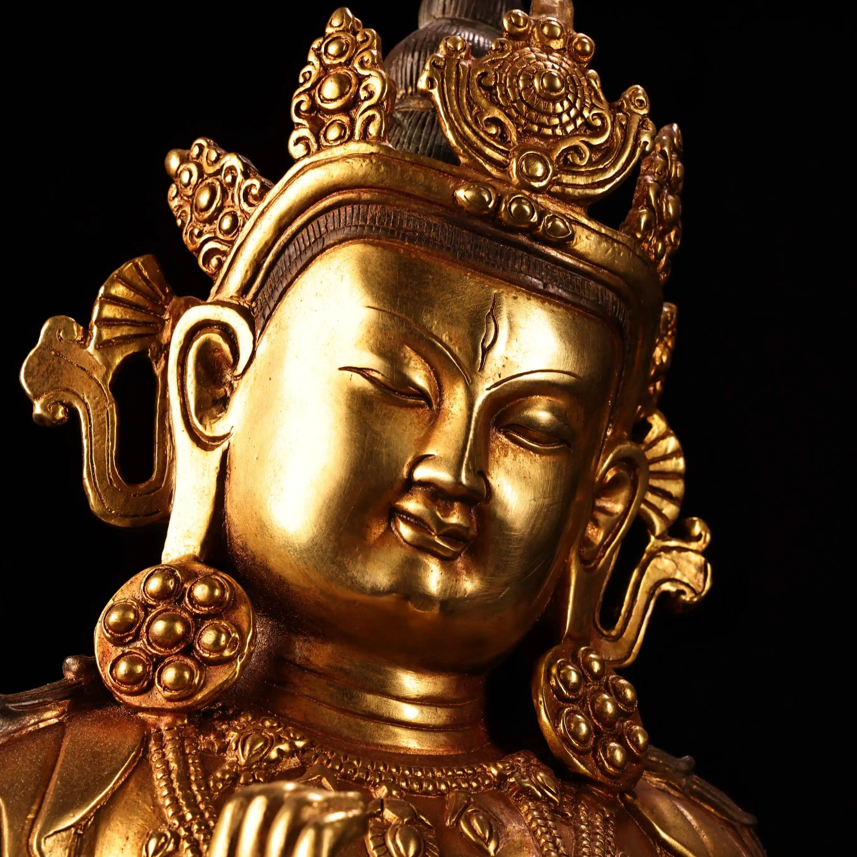 

14 "Старая бронза, позолоченная, окрашенная, высокая рельефная, белая Тара, сидящая Будда, лотос, терраса, Амитабха, Будда, зал поклонения, городской дом