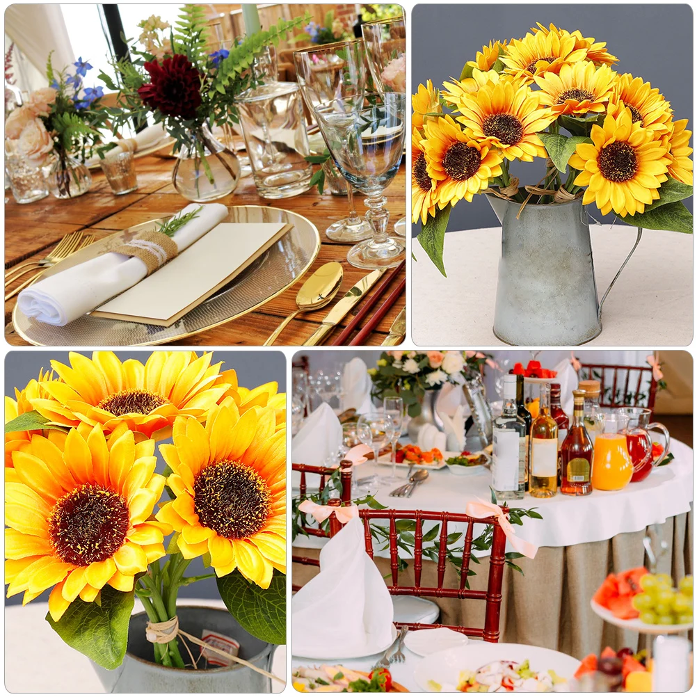 

Artificial Sunflower Bouquet Wedding Bridal Bridesmaid Decor Exquisite Table Home Office Party Decoration Supplies