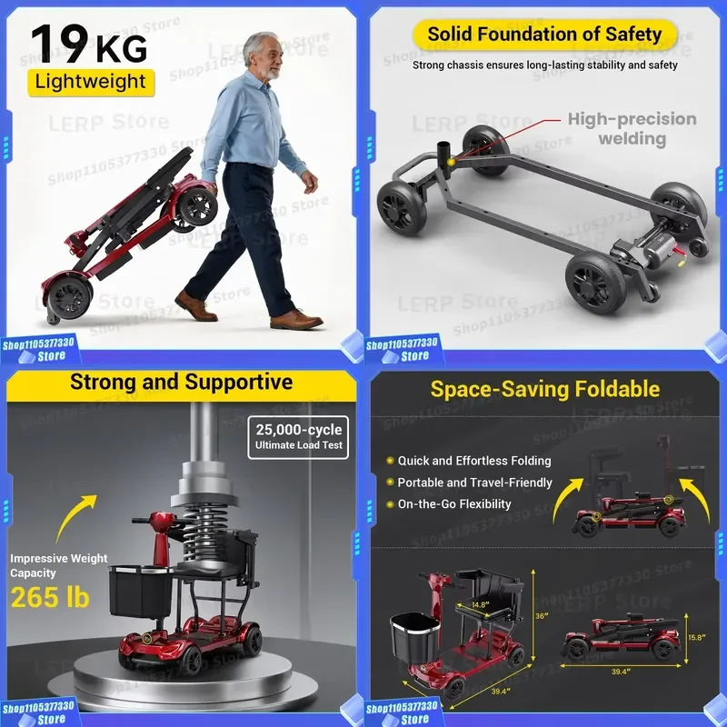 OEM/ODM Wholesale Factory Price Ultra Light Aluminum Alloy Mobility Scooter for Seniors 42lb Travel Foldable Electric Scooter