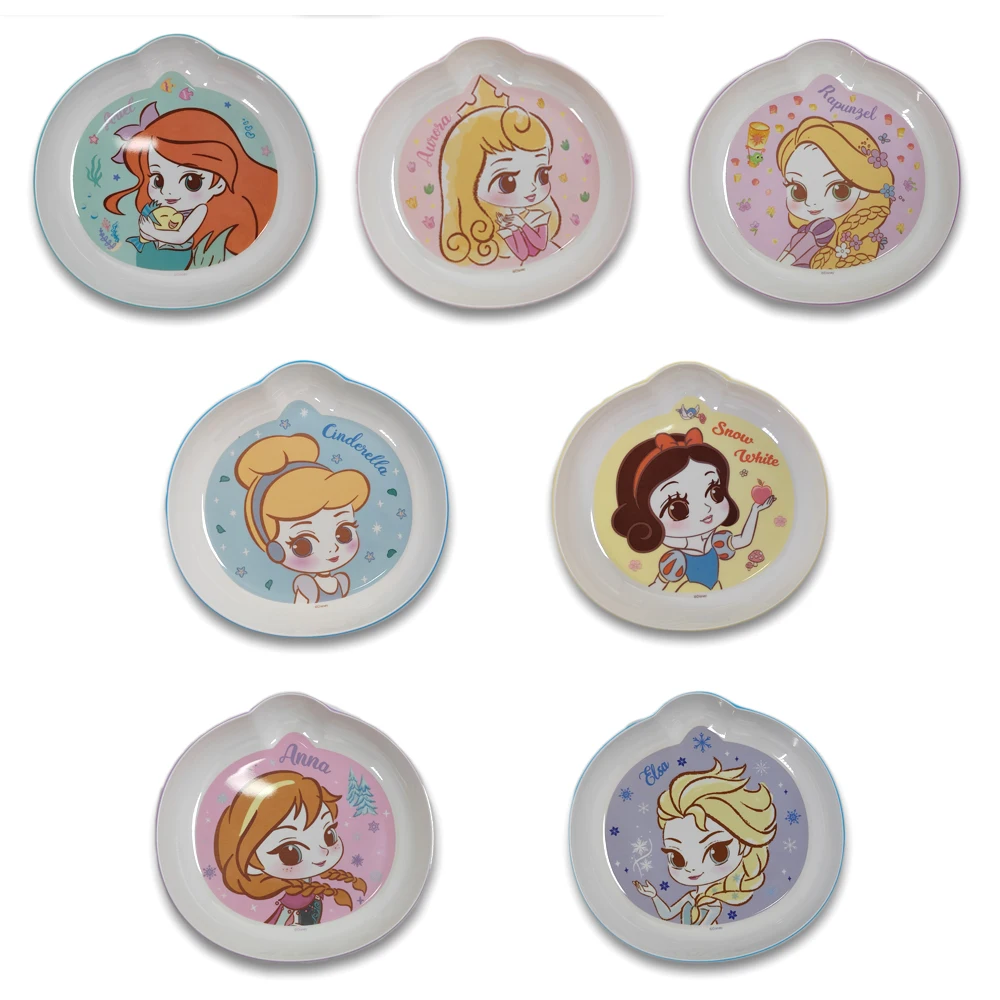 1pc Disney Cartoon Princess Series Snow White Cinderella Aurora Princess Anna and Elsa Mermaid Rapunzel special-shaped Plate