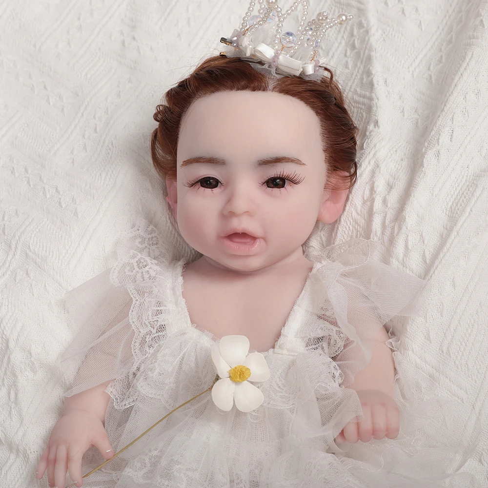 Herpinker platina siliconen zachte levensechte preemy full body siliconen baby herboren meisje schattige pop handgemaakte 3D geschilderde pasgeboren baby