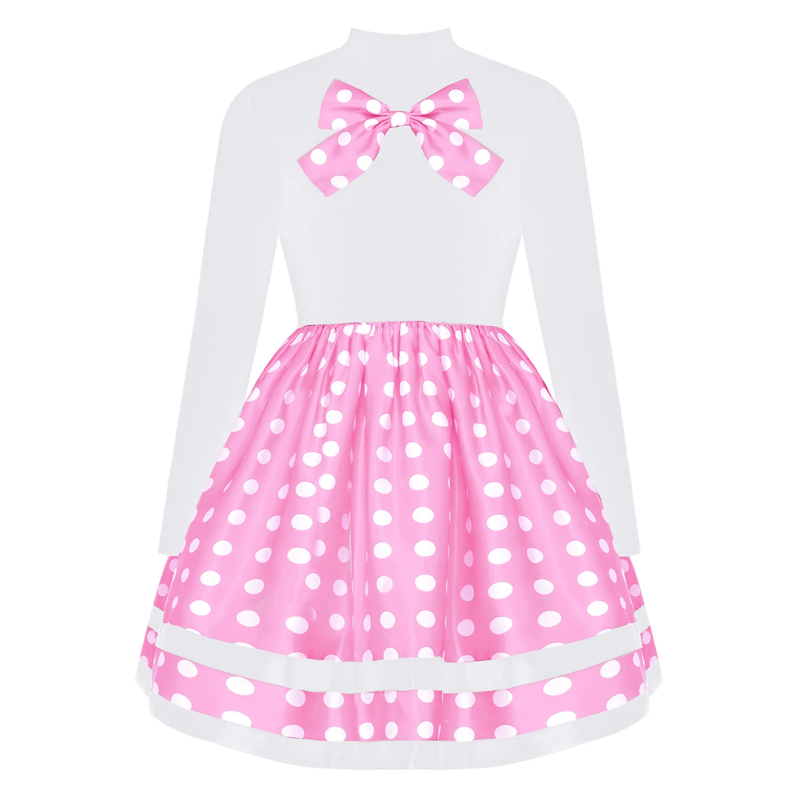 

Girl 50s Dance Dress Birthday Party Dress Festival Costume Color Block Retro Polka Dot 1950s Vintage Dress for Girls 50s Outfit