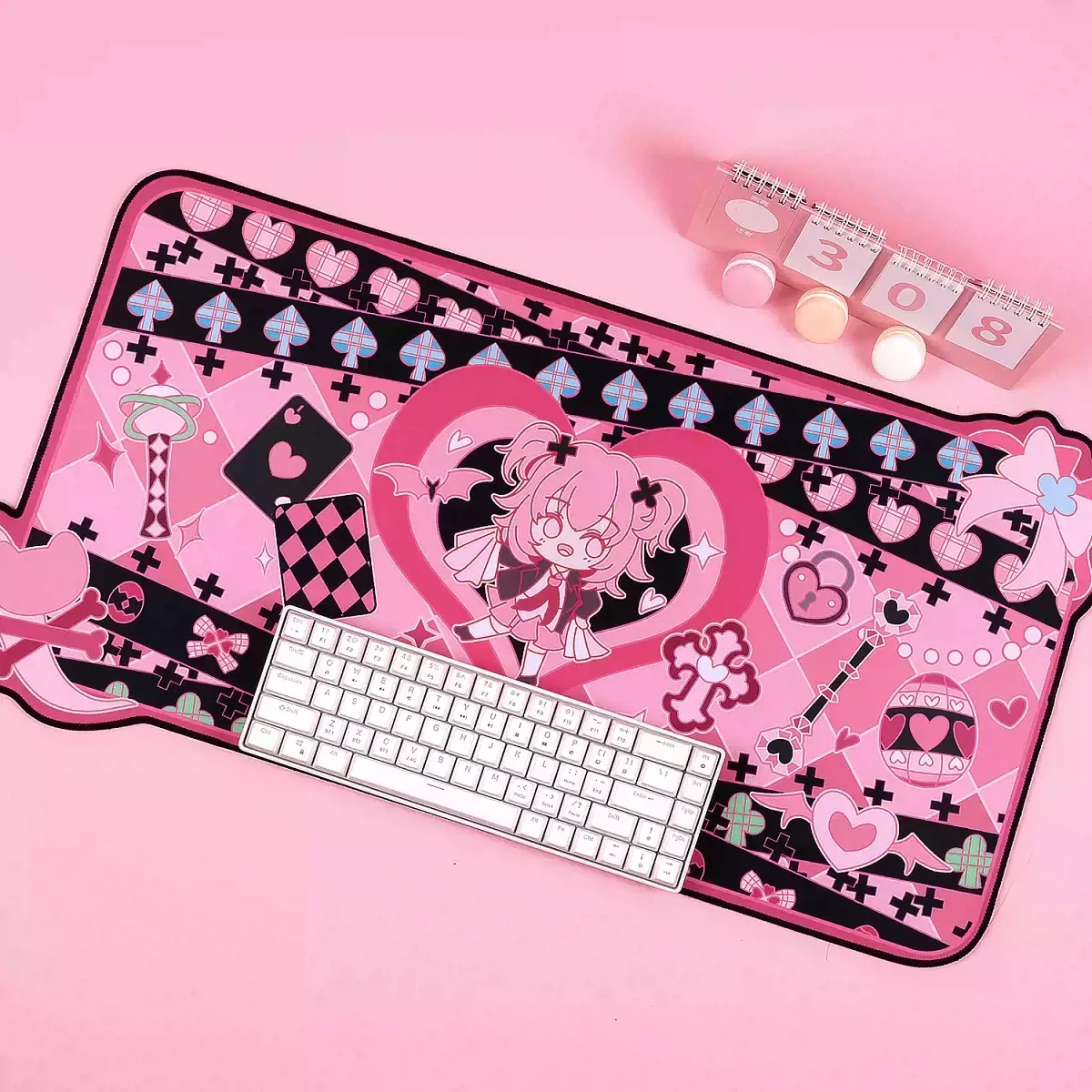 Cartoon Pink Mouse Pad Rubber Anti-Slip Edged Computer Keyboard Pad Gaming Mouse Pad Office Study Large-Size Desk Mat