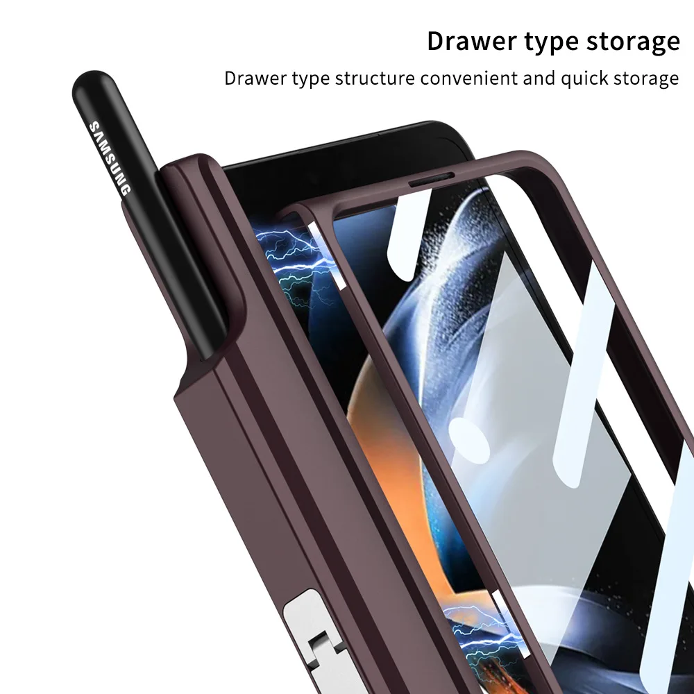 Etui do Samsung Galaxy Z Fold 6 7 4 Magsafe Bezprzewodowe Ładowanie Magnetyczne Zawias Uchwyt na Rysik Podstawka z Folią Ochronną do Z Fold5 Fold3 — zdjęcie produktu 4