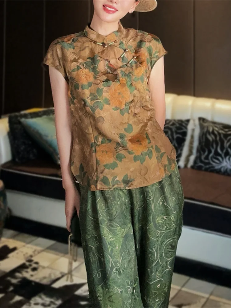 

Revised New Chinese Sle Embroidered Silk Xiangyun Cloth Women's Top National Sle Stand Collar Oblique Sve Retro ort ...