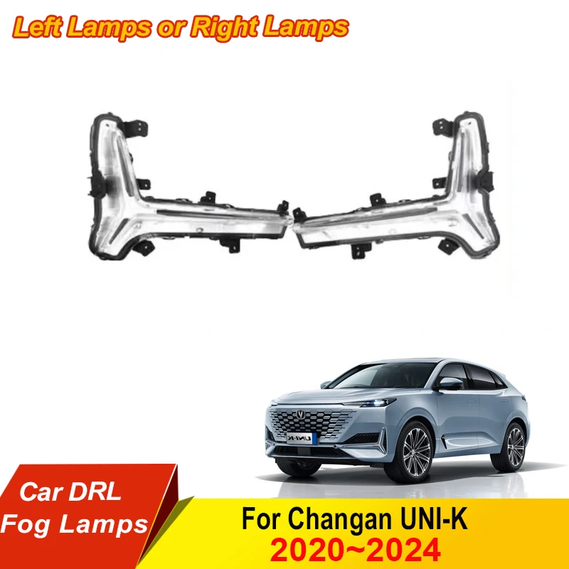 Car DRL Fog Lamp Fit For Changan UNI-K UNIK UNI K 2020 2021 2022 2023 2024 Front White Light DRL Left Right Lamp Car Accessories