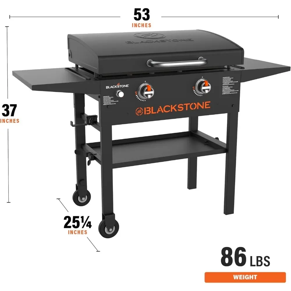 

Integrated Protective Hood and Counter Height Side Shelves, Powder Coated Steel, Black 1883 Original 28” Griddle with