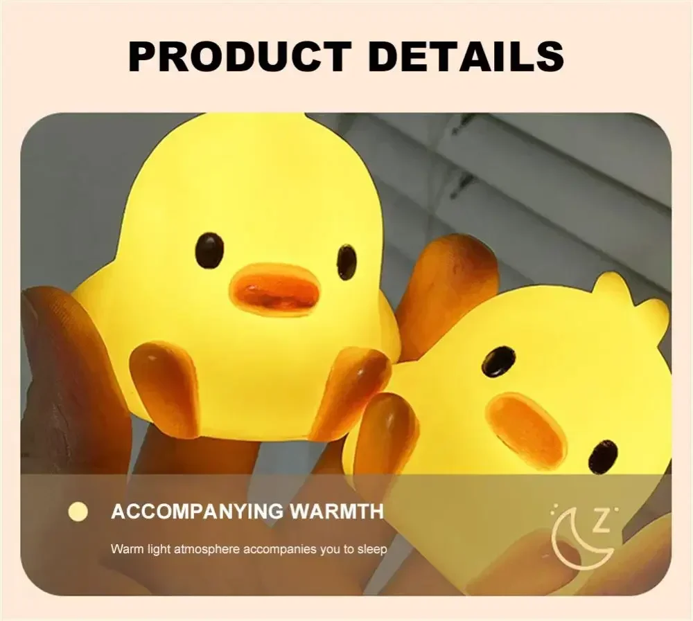 Cute Yellow Duck LED Night Light Cartoon Animal Creative regalo di compleanno per bambini Home Soft Light Bedlight