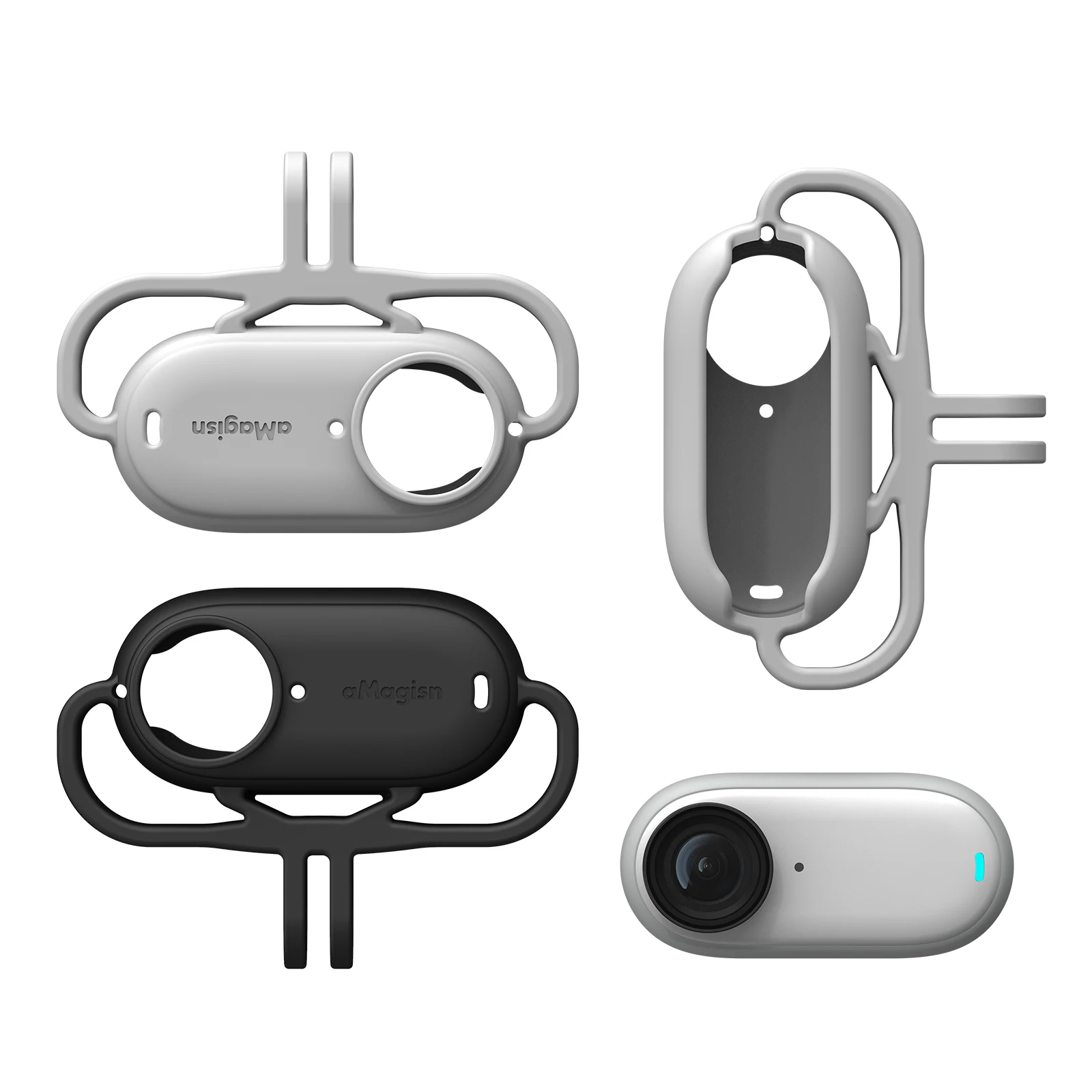 Shock Absorbing Silicone Mount for Insta360 GO3 Camera Case Protective Accessories Gray