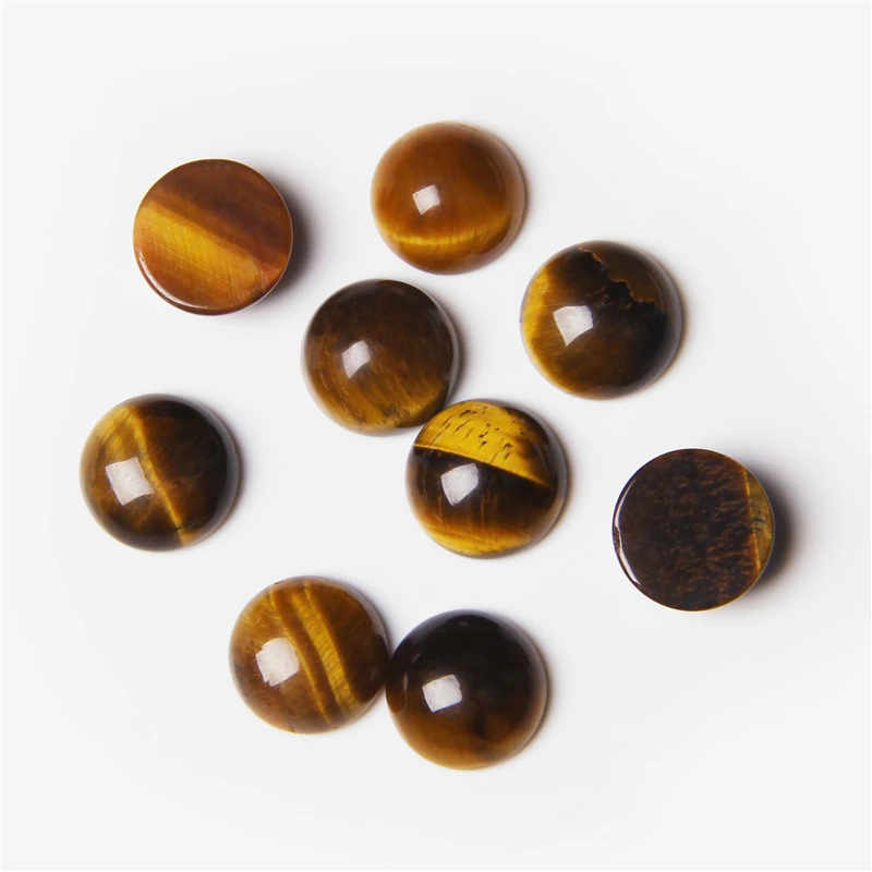 10 Teile/los 4 6 8 10 12 14mm Stein Cabochons Naturstein Tigerauge Cabochon Perlen Runde Glatte Edelsteine Cabochon für Schmuck Machen – Detail 29