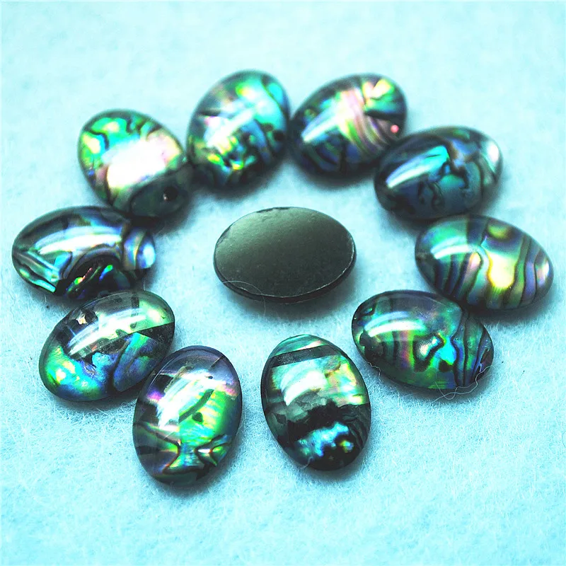 20PCS Natural Abalone Shell Cabochons Oval Shape 8X10MM 10X14MM DIY JEWELRY Accessories Plastic Back Free Shippings