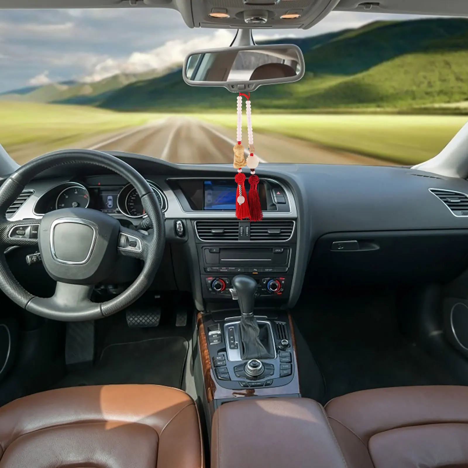 

Lotus Bead Charms Car Rearview Mirror Pendant Buddha Statue Cute Automotive Ornament Hanging Decoration for Car Interior