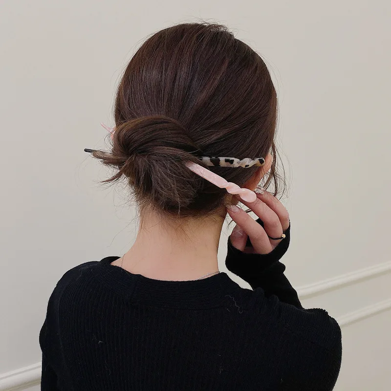 Grampo de cabelo de acetato colorido para mulher elegante temperamento cabeça de almôndega grampo de cabelo moda menina acessórios de cabelo