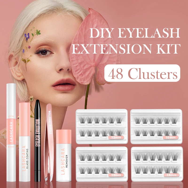 

FinyDreamy Heat Bonded Cluster Lashes DIY Eyelash Extension Segmented Individual Lash Clusters Black Glue Clear Raincoat Makeup