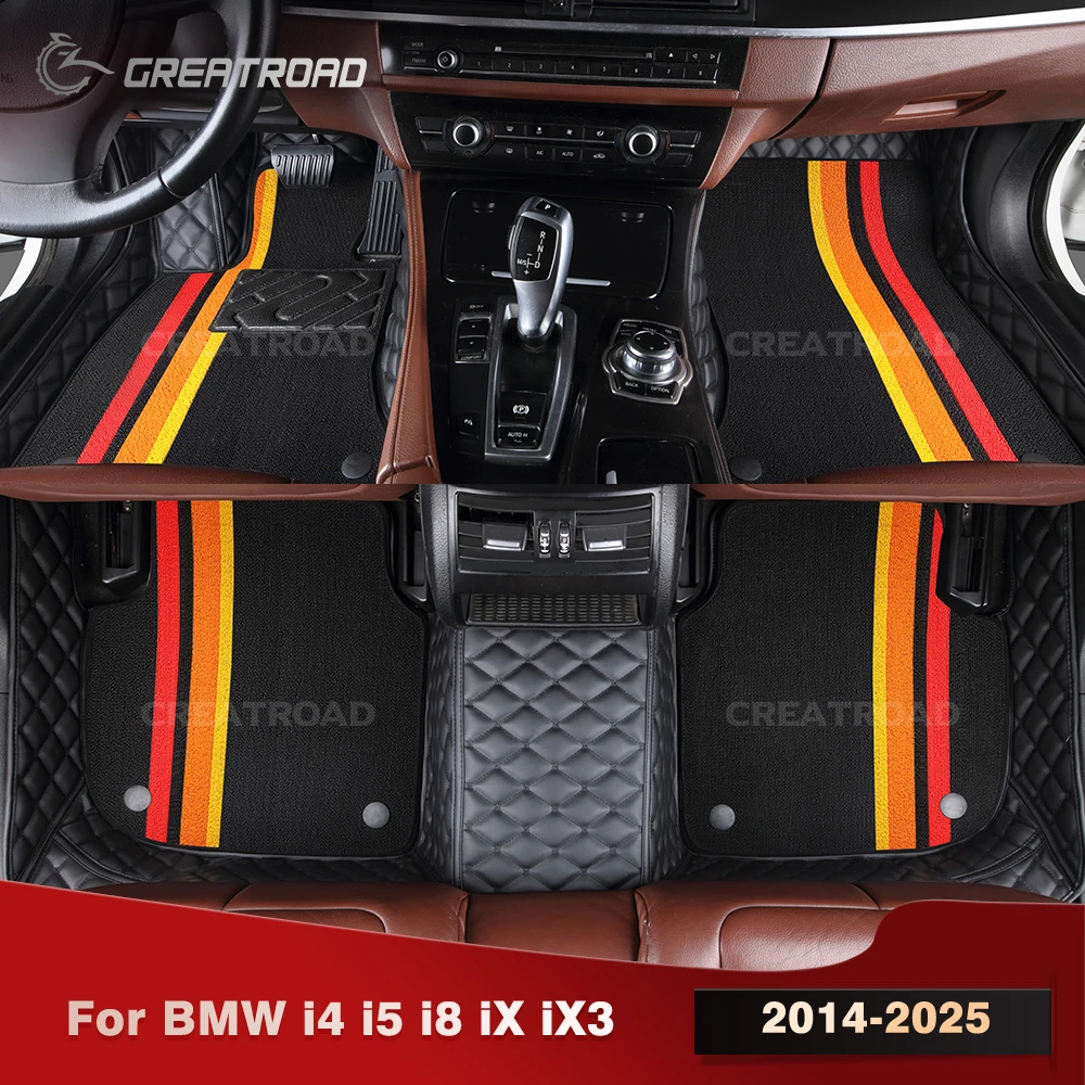 Для BMW i4 i5 i8 iX iX3 2014-2025 двухслойные автомобильные коврики на заказ, автомобильный ковер, аксессуары для интерьера