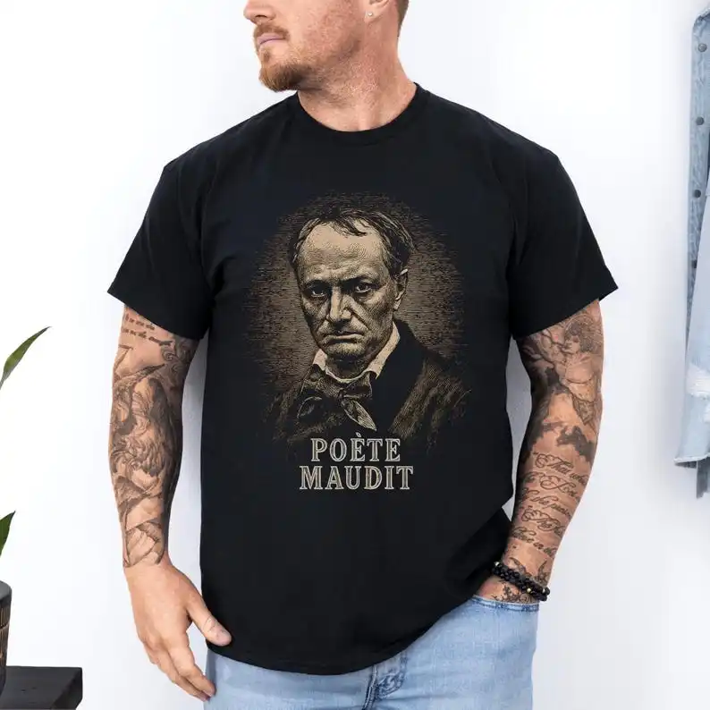 Camiseta Charles Baudelaire: Camiseta Poete Maudit | Camiseta de literatura gótica | Poeta francés | Camiseta de regalo para autor de estilo oscuro y romántico