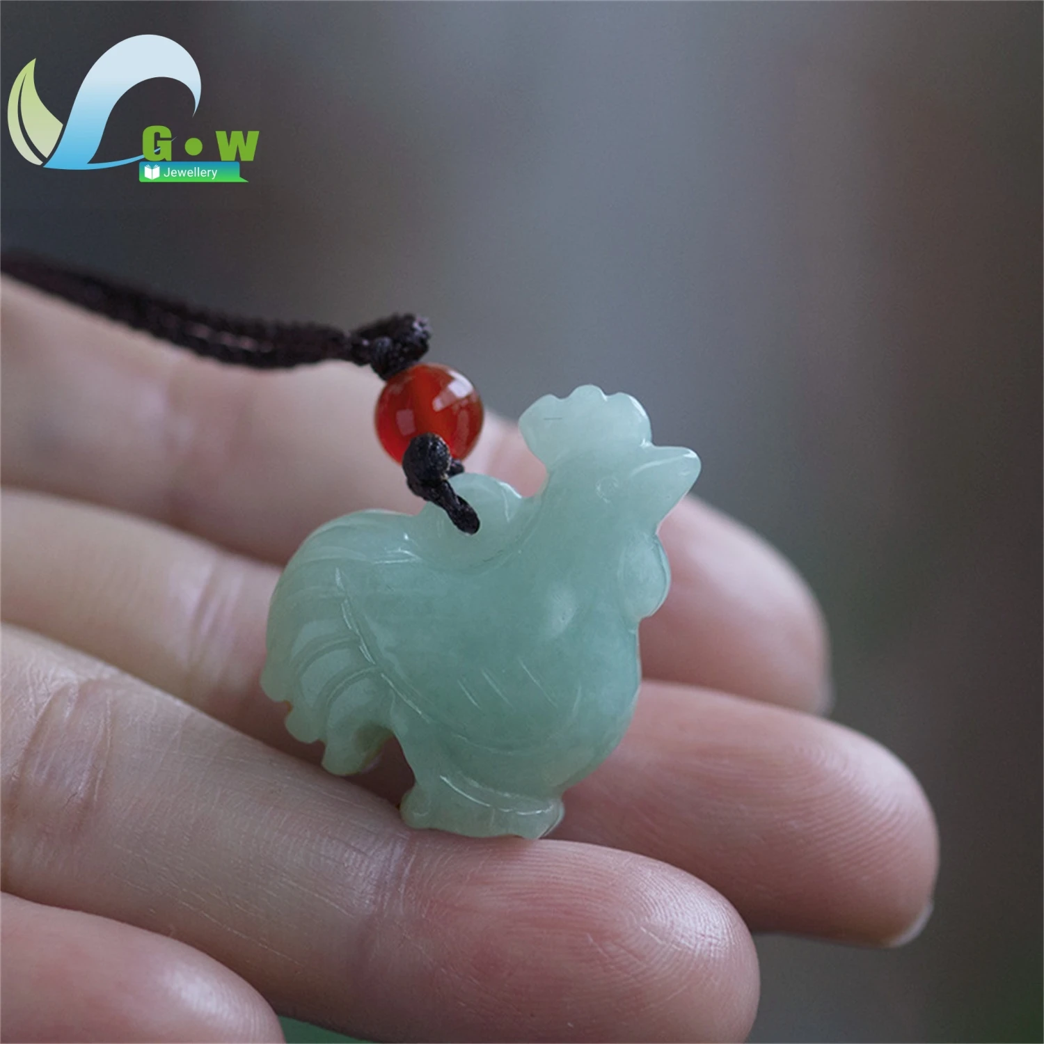 天然もち翡翠酉ペンダント中国の干支チャームネックレス彫刻ジュエリーギフト男性女性ユニセックス誕生日卸売