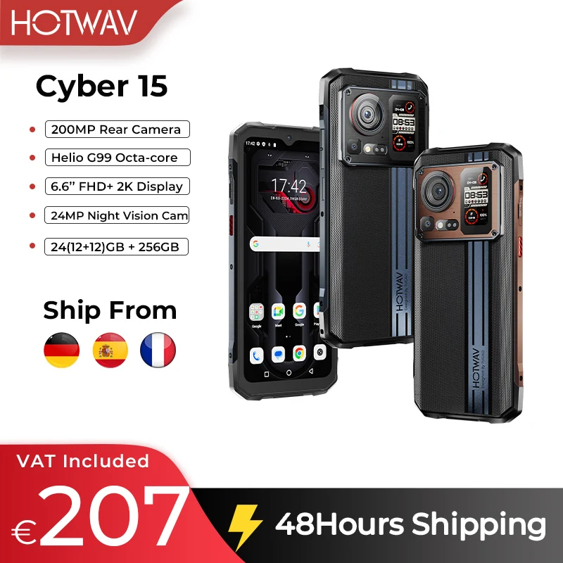 [Stock In EU] HOTWAV Cyber 15 Rugged Smartphone G99 Global Version 200MP 12GB + 256GB 6.6'' FHD+ 2K 6280mAh Battery Cellphone