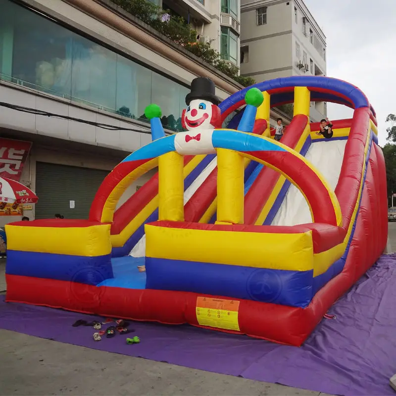 Muñeco de nieve de doble tobogán inflable para exteriores, Castillo largo, material de PVC, tobogán de rebote inflable para niños