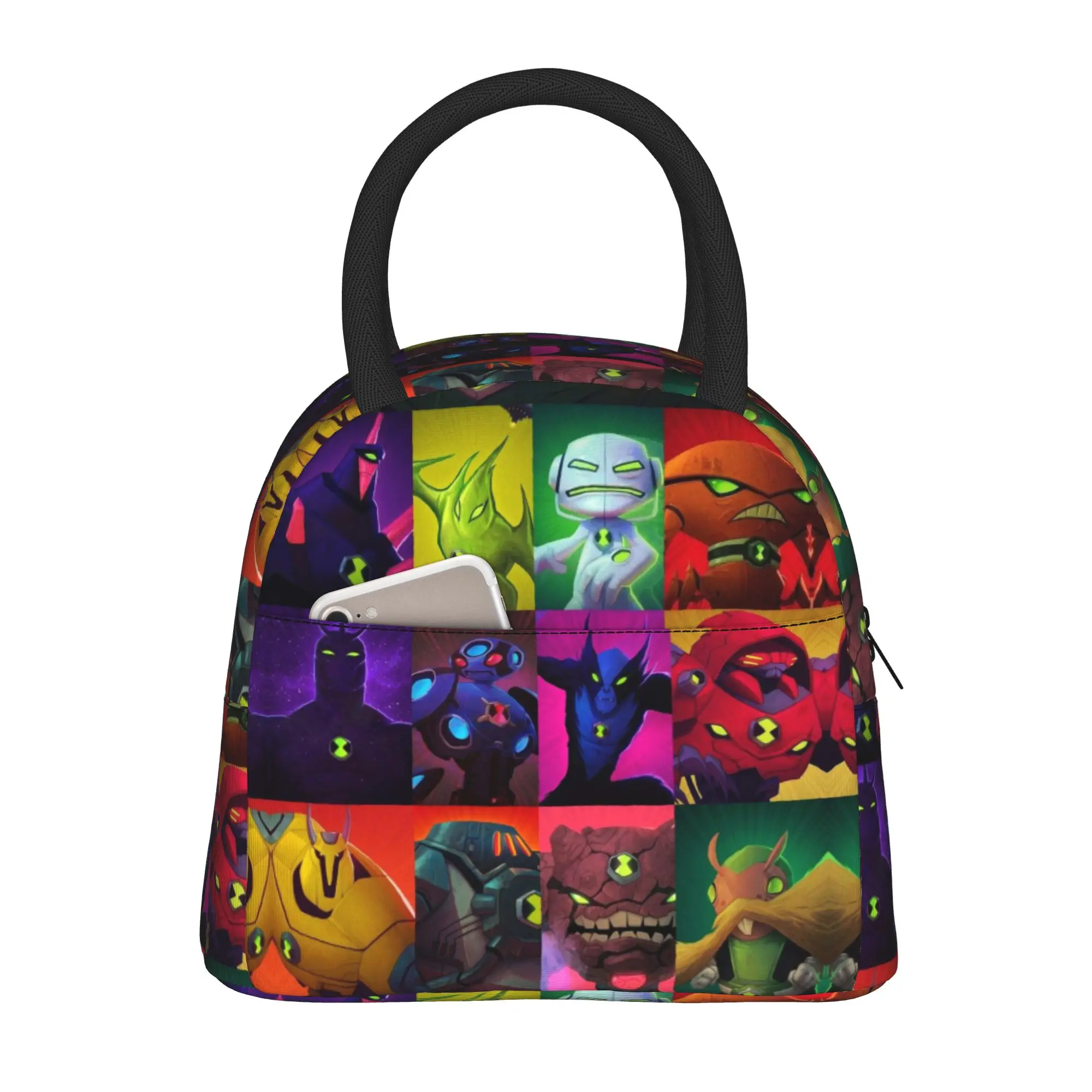 Back to school season  Portable Food Pouch All Aliens Collage Art Vintage Super Quality Multi-Function Food Storage Lunch Bag