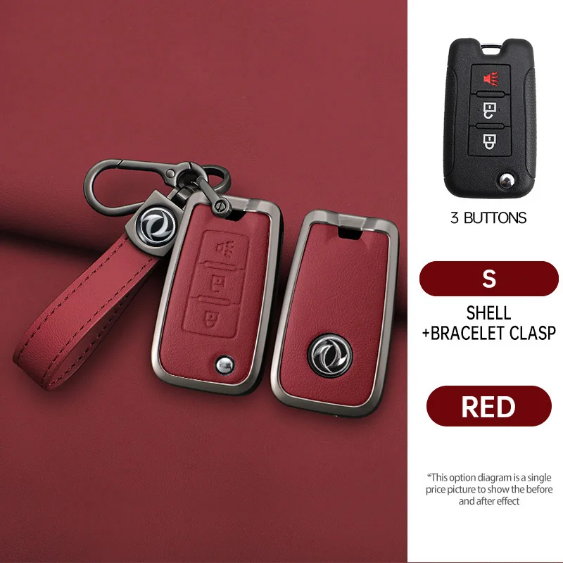 

Alloy Leather Car Remote Key Case Cover Fob For DFSK DF-6 Dongfeng DF6 Oting Palladin Rich 6 Rich 7 Auto Keychain Accessories