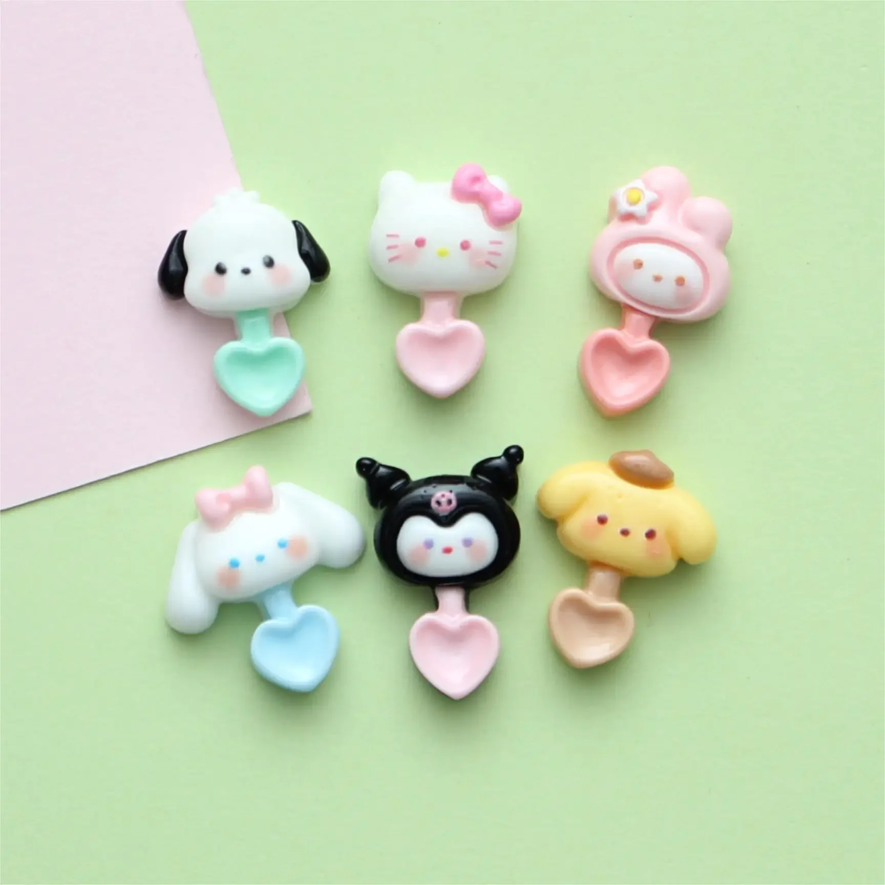 5pcs miniso Mini sanrio resin DIY jewelry accessories water cup sticker nail patch handmade cartoon resin flatback