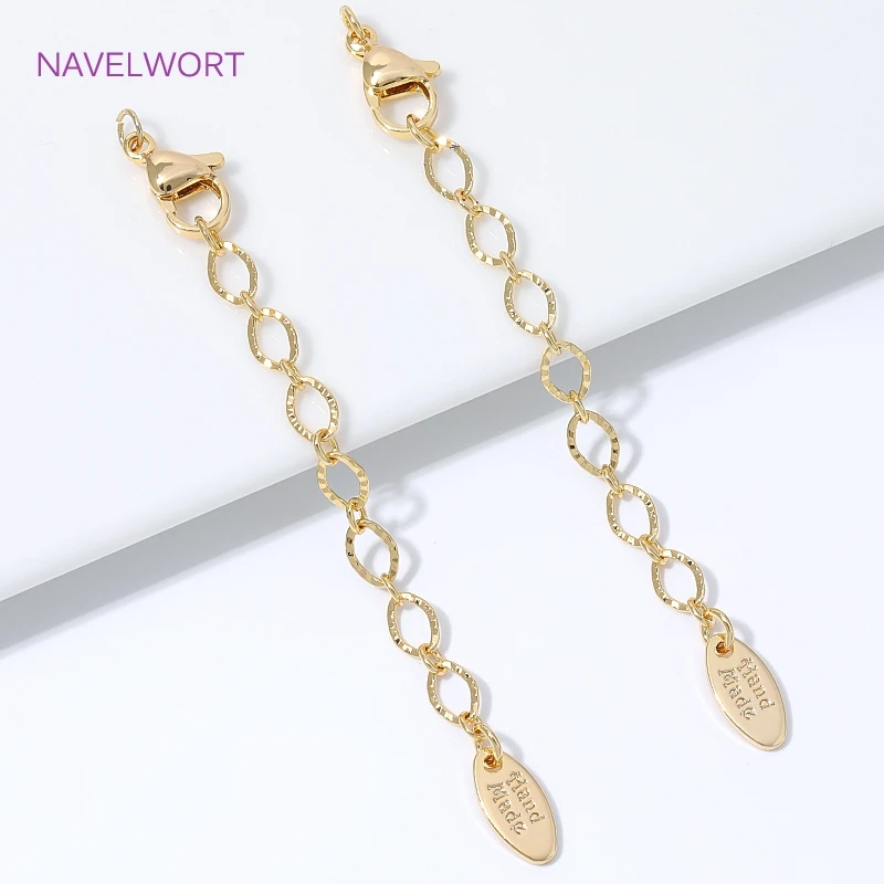 1/2/4Pcs Brass Extension Tail Chain 18K Gold Plated Heart Extension Chain With Lobster Clasps,DIY Bracelets Jewelry Findings - view 5