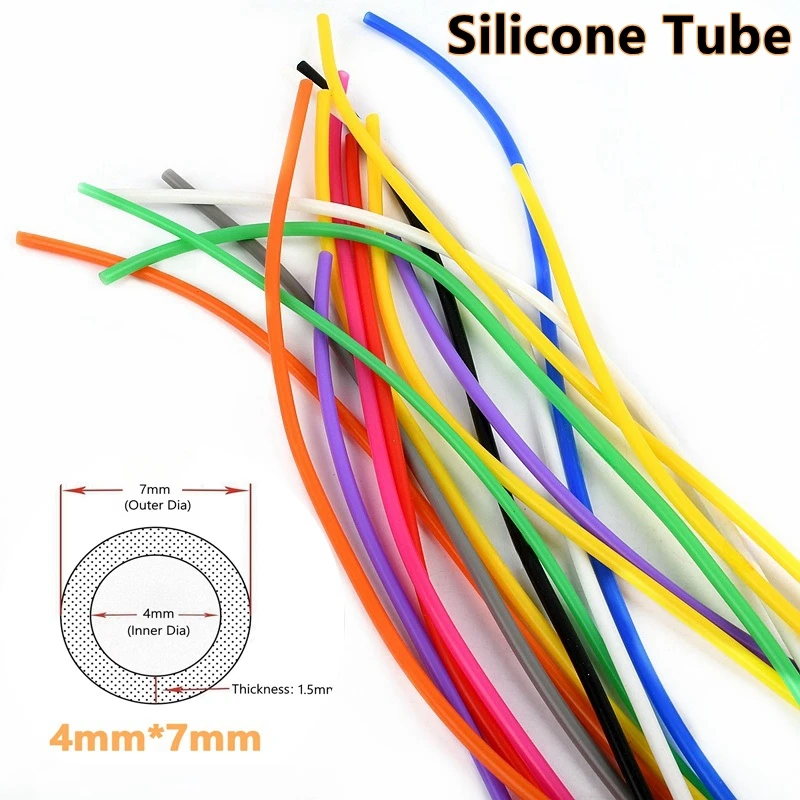 Food Grade Silicone Tube Drink Pipe Water Connector Soft High Temperature Resistance Multicolour 1/5 Meters I.D 4mm O.D 7mm