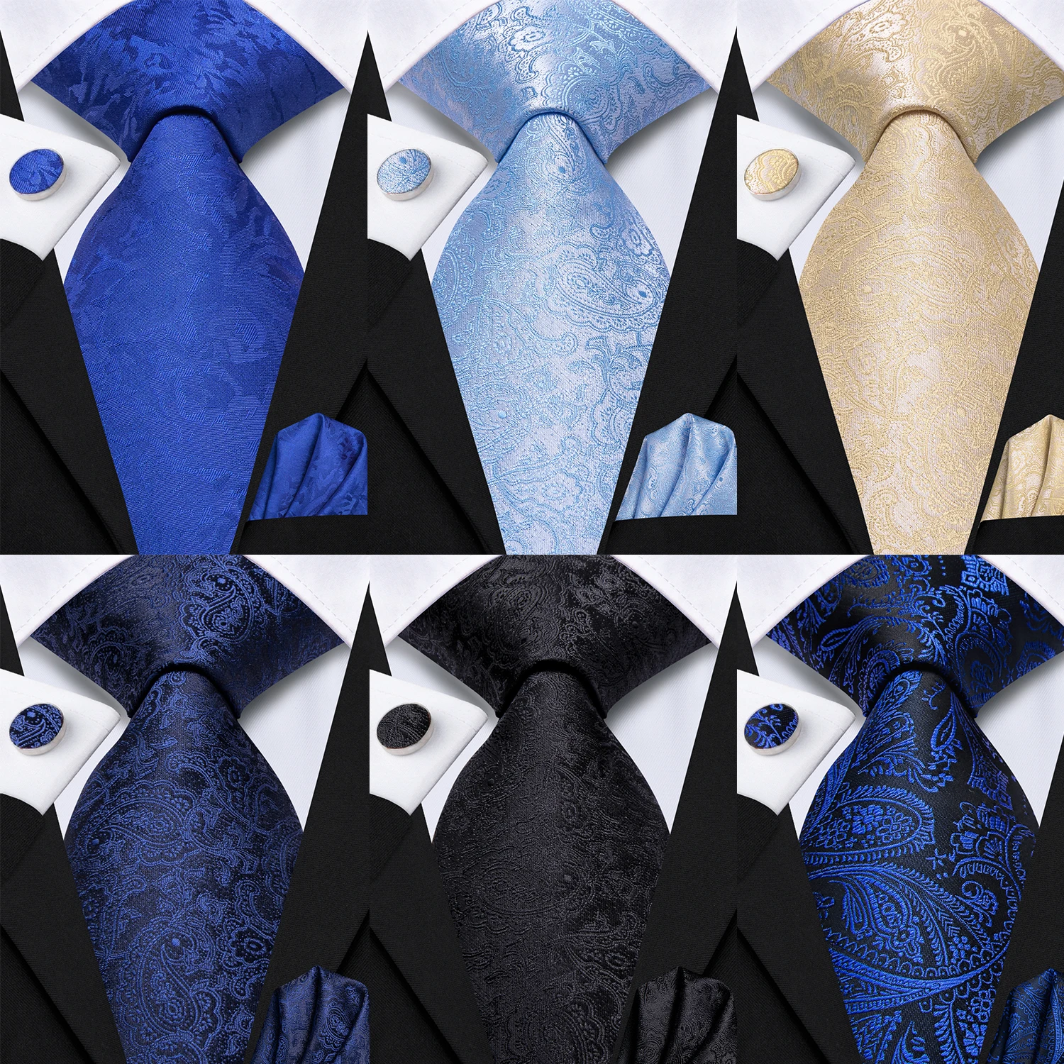 

Hi-Tie Синий Темно-Синий Цветочный Галстук Пейсли Для Мужчин Жених Свадебный Галстук Карманный Квадратный Запонки Аксессуар Оптовая Дизайнер