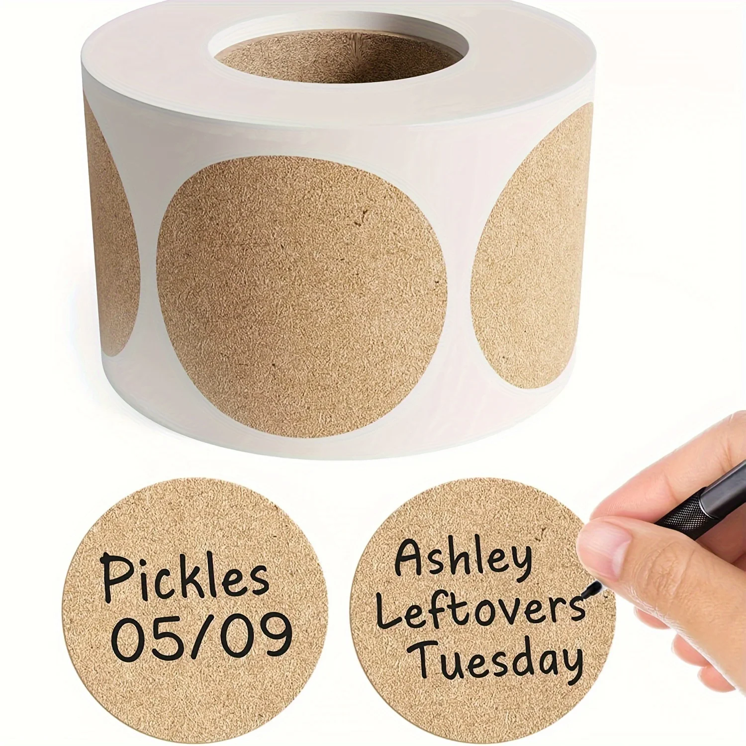 3rolls Bulk Piece of Round Brown Kraft Paper Stickers - Adhesive Labels for Organizing & Branding Sustainable Craft Supplies