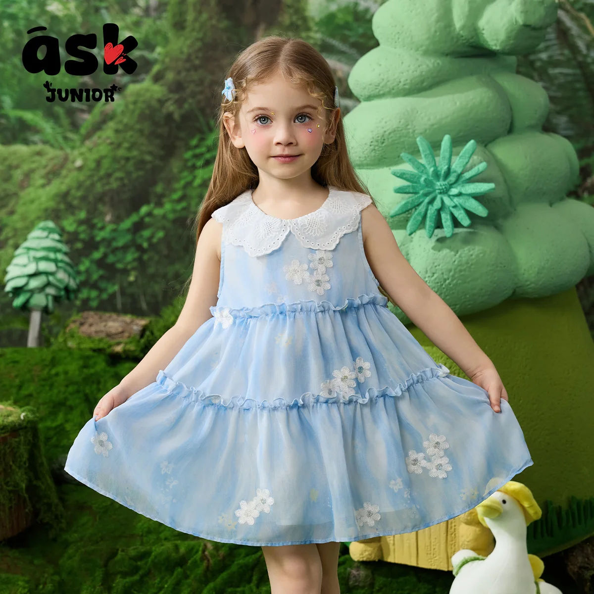 اسأل تنورة الأطفال الصغار الصيف تنفس سترة تنورة دمية طوق كشكش حافة فستان الأطفال والفتيات عطلة تنورة #6