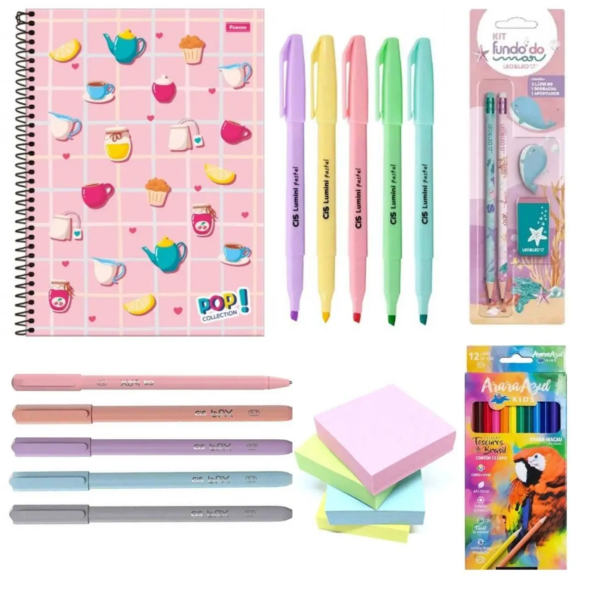 Pasteis Girl School Youth Stationery Kit