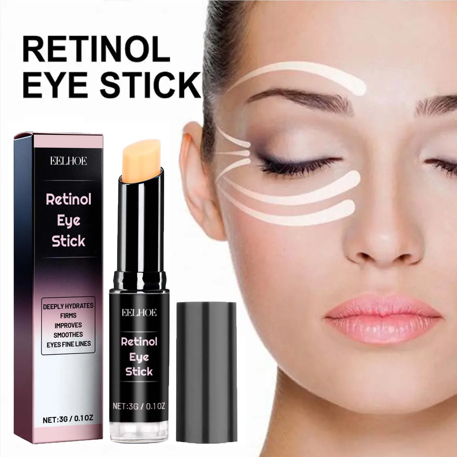 

Retinol Eye Cream Stick Firming Lifting Fine Line Fade Dark Circles Eye Bag Anti Puffiness Nourishing Nourishing Eye Stick