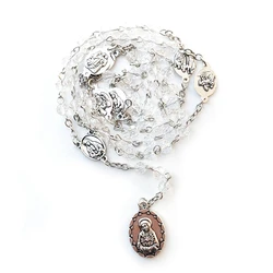 Seven Sorrows Crystal Beaded Rosary Necklace For Women Catholic Pray Pendant  Jewelry Red White Pink Blue