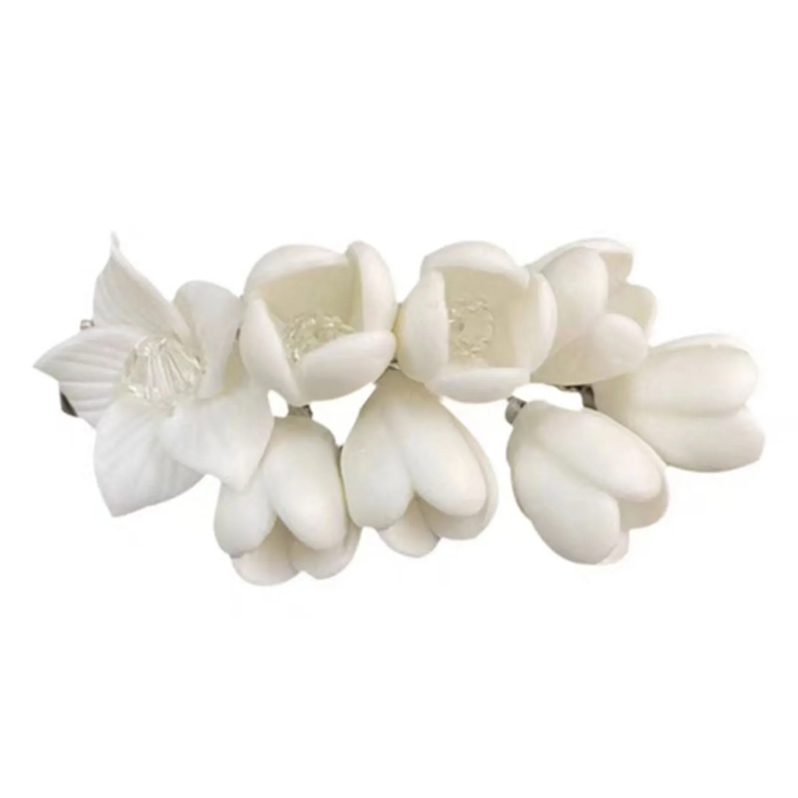 Vintage-Jasmin-Haarspange, handgefertigt, künstliche Blumen-Haarnadel für Frauen und Mädchen, trendige Kopfbedeckung, exquisiter Schmuck, Haar-Accessoires – Detail 6