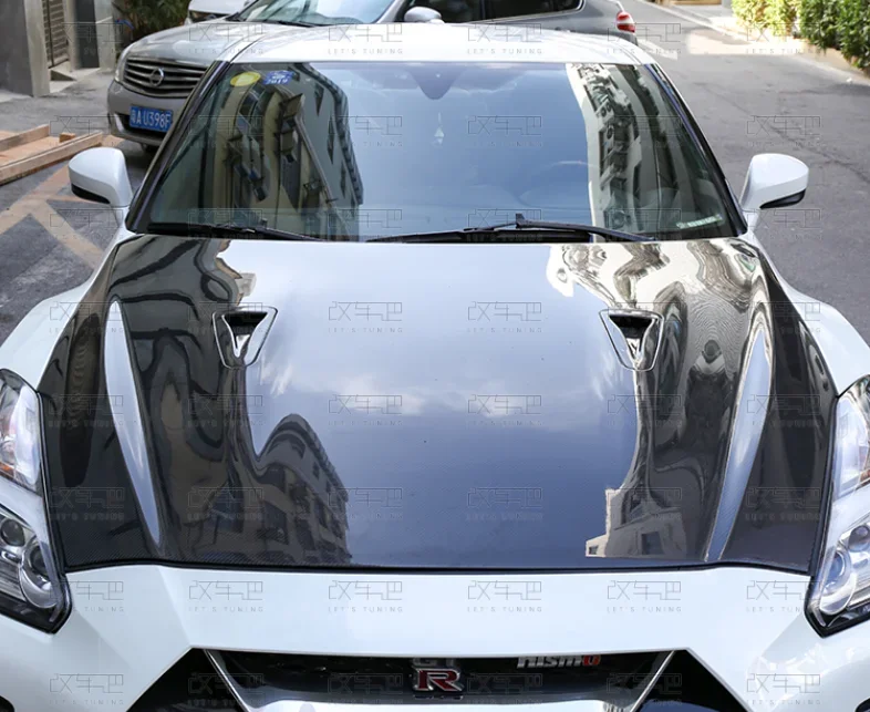 

High Quality Carbon Fiber For Nissan GTR R35 2017 2018 2019 2020 Front Engine Hood Splitter Vent Protector Body Kit Cover