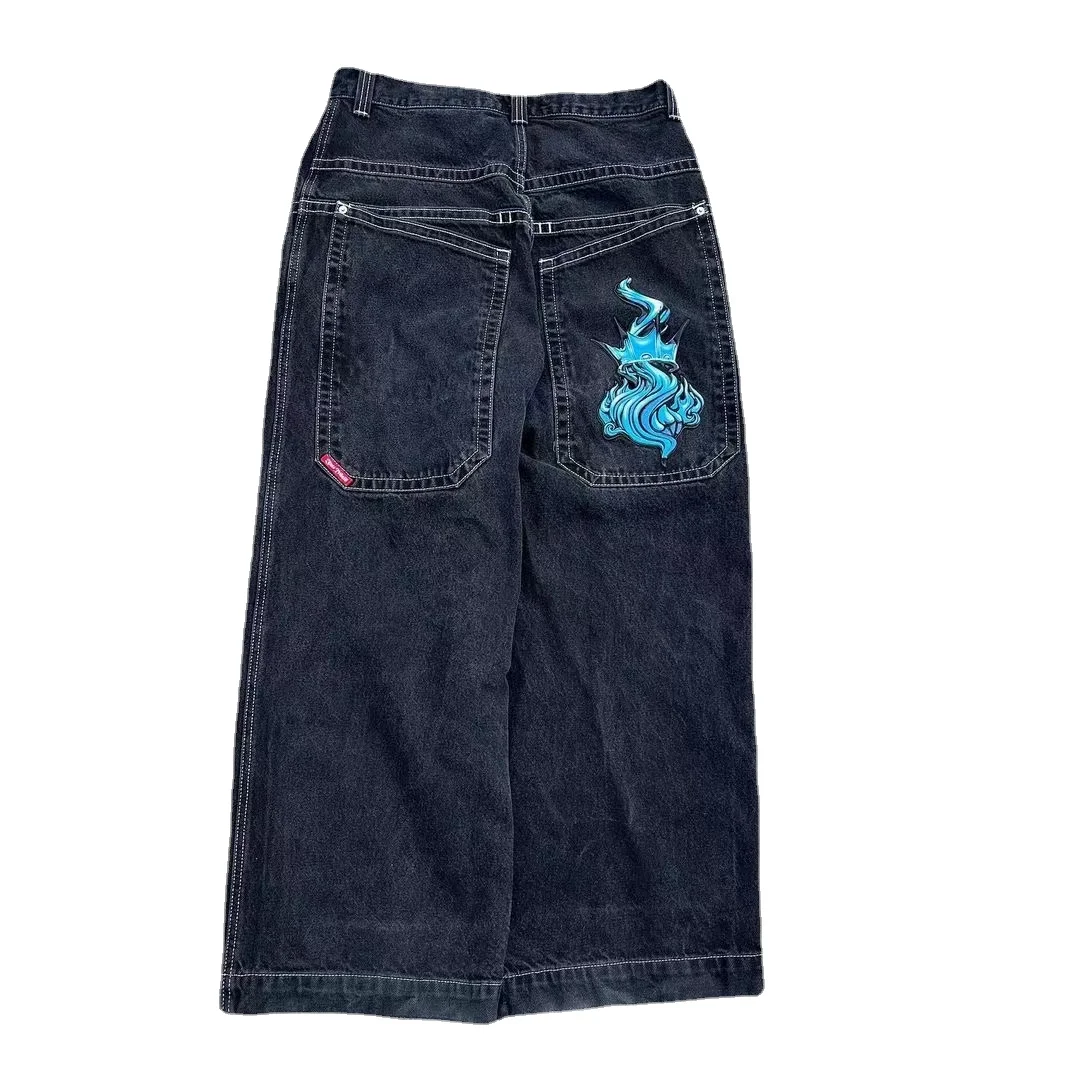 

JNCO Jeans New Harajuku Hip Hop Retro Skull Graphic High Quality Baggy Jeans Denim Pants Men Women Goth High Waist Wide Trousers