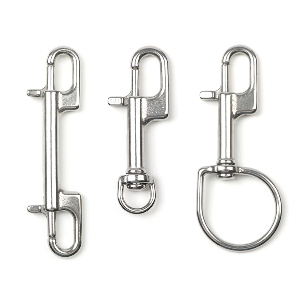 1PC 316 Stainless Steel Swivel Eye Bolt Spring Snap Hook Double Head Hook Marine Diving D Ring Snap Hooks With Swivel