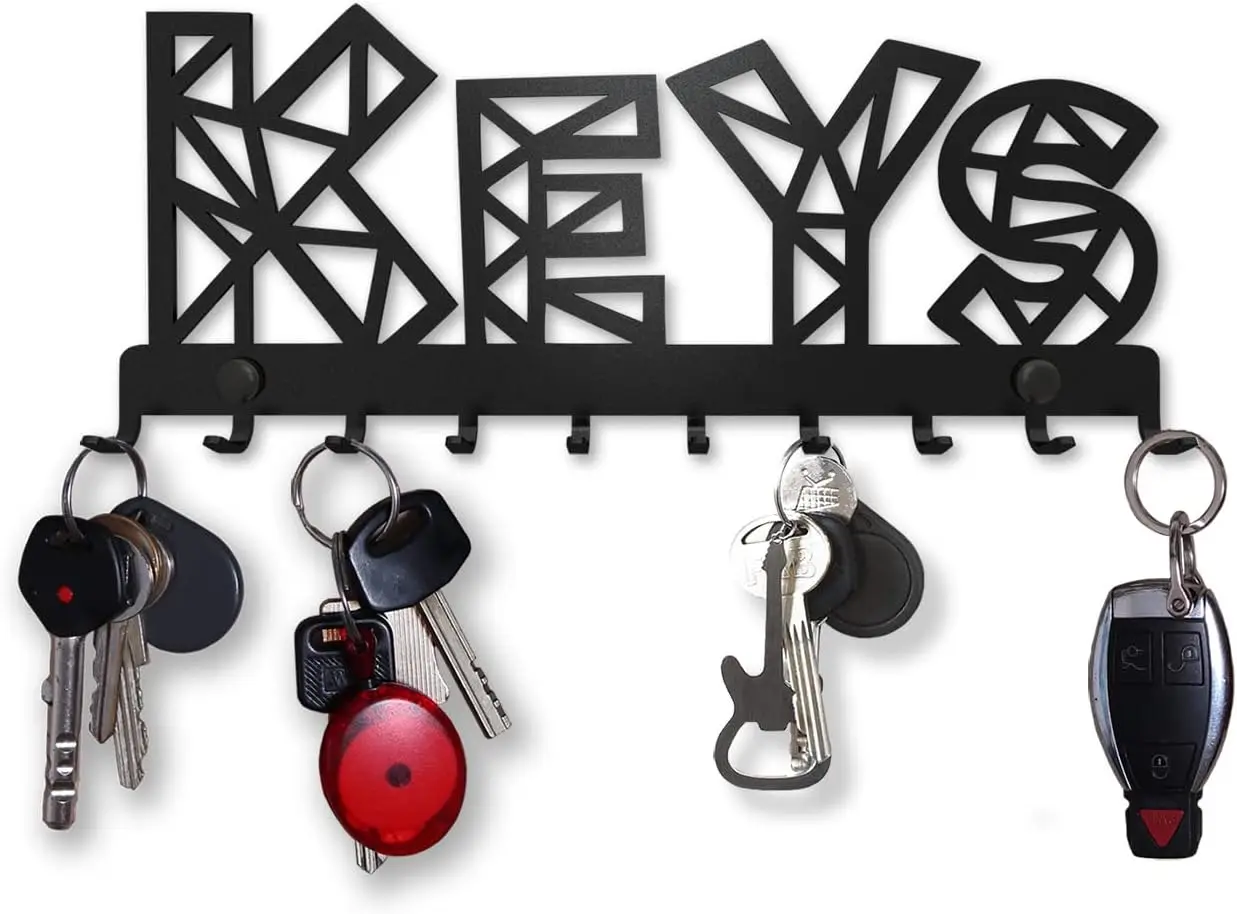 

Metal Key Holder For Wall Modern Keys Letters Rack Decorative, Hanger For Front Door, Kitchen, Or Garage, Metal Wall Decor Room