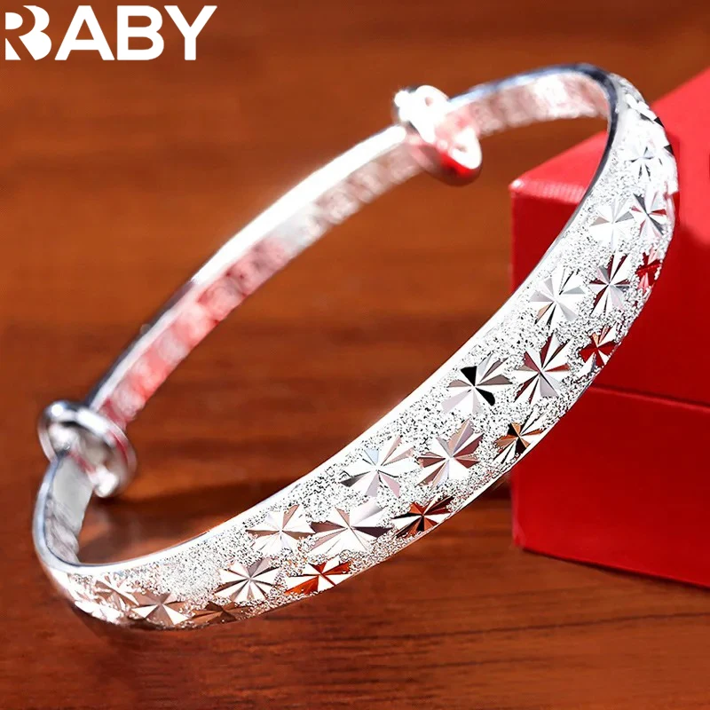 

999 Sterling Silver Original romantic Gypsophila star Bangles for women bracelets fashion party wedding accessories jewelry