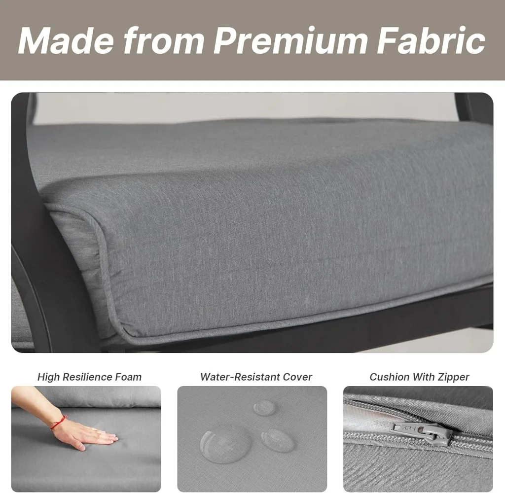 Gotland 3 Piece Patio Outdoor Aluminum Metal Swivel Rocking Chair Outdoor Metal Swivel Rocking Chair Furniture Conversation Set